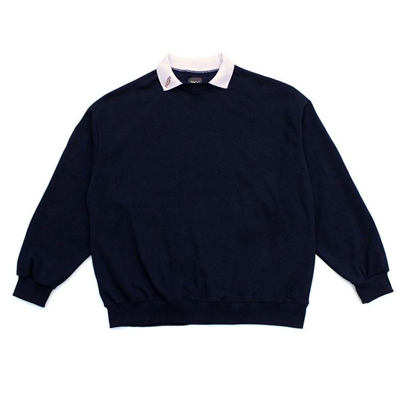 FEAR NOT Embroidery Collar Sweat (navy)